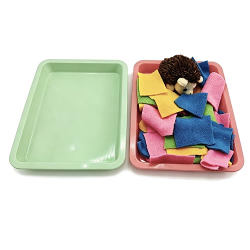 2 Pack Hedgehog Dig Box with Fleece Strips for Hedgepig Sugar Glider Dig Box Hedgehog Enrichment Foraging Cage Clutter Activity Toys