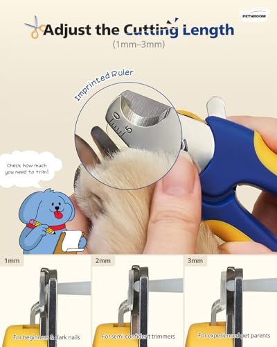 Professional Dog Nail Clipper with Safety Guard, Avoid Overcutting | Adjustable Cutting Length 1–3mm, Durable Stainless Steel Pet Nail Trimmer for Small, Medium & Large Dogs and Cats