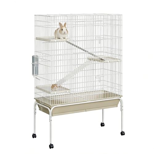 4-Tier Metal Small Animal Cage with Wheels, Removable Ramps, Water Bottle & Food Bowl,55" h Large Critter Nation Cage for Guinea Pigs, Rabbits, Ferrets, Chinchillas, Rats, Squirrels - size: 55"H