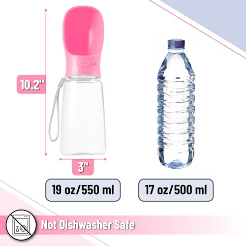 Mr. Pen- Portable Dog Water Bottle, 19 oz, Large | Leak Proof Puppy Water Dispenser with Drinking Feeder for Pets, Outdoor Walking, Hiking, Travel, Not Dishwasher Safe - color: Pink