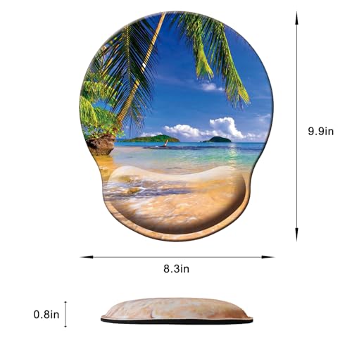 Mouse Pad with Wrist Support, Ergonomic Mouse Pad with Memory Foam Wrist Rest Cushion, Non-Slip Rubber Base Gaming Mice Pad for Home Office Computer Laptop, Beach Tree - color: M39-Beach tree