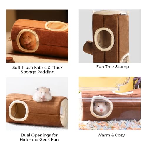 Mini&moe Hamster Hideout - Warm Hamster House Cozy Sleeping Chew Proof Small Animal Hut Cage Accessories for Dwarf Gerbil, Rat, Hedgehog, Sugar Glider