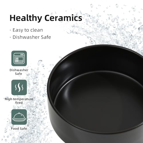 Havniva Ceramic Dog Bowls, 8.3” Dog Food and Water Bowl, Pet Feeding Bowl | Dog Food Bowl for Large Dogs, Food-Grade Ceramic, Dog Water Bowl with Non-Slip Rubber Base, Large Capacity, Dishwasher Safe - color: Matte Black