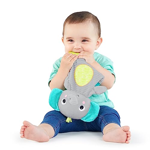 Bright Starts Snuggle & Teethe BPA-Free Crinkle Teething Plush Baby Toy - Elephant - color: Gray, size: 1 Count (Pack of 1)