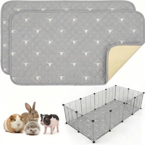PJYuCien 2 Pack 24"x48" Reusable Playpen Training Pad for Puppies, Gray | Ideal for Small Animals, Dog Crate Pad, Travel Mat, Sofa Protector, Non-slip Dotted Bottom, Machine Washable - color: Gray White, size: 24"x48" (2 Packs)