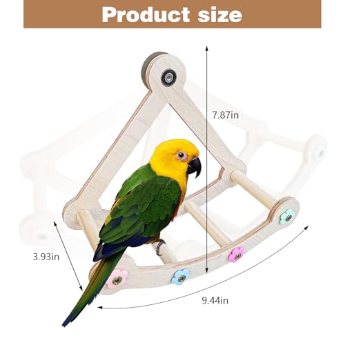 Bird Stand Perch,Interactive Rocking Parakeet Perch, Wooden Exercise Wheel Cockatiel, Parrot Swing,Bird Playground Play Stands for Conure Budgie(A) - color: A
