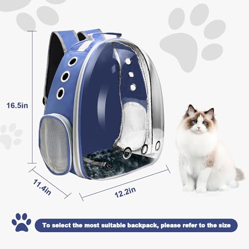 Cat Backpack Carrier, Pet Cat Carrier with Ventilated Design for Carrying Puppy Cats, Pet Carrier Backpack for Traveling/Hiking/Camping/Outdoors Airline Approved Travel Carrier (Blue) - color: Blue