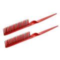 SIMPOR 3 Row Hair Comb for Natural Detangling, Hair Styling Brush, Nylon Bristle Unbraider Teasing Rat Tail Comb for Women Men Red - color: Red