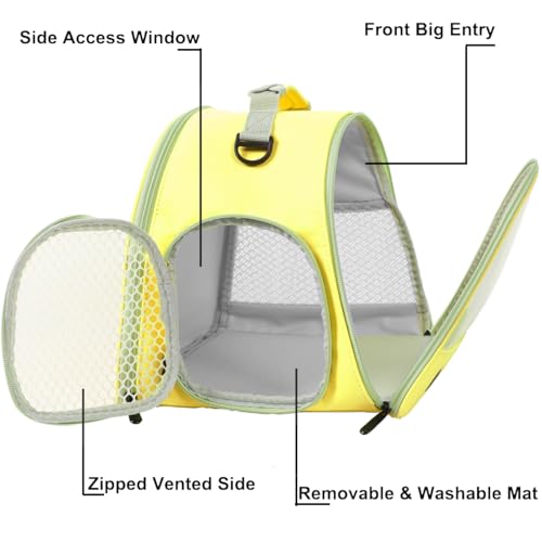 Bunny Travel Carrier with Absorbent Pad Set, Pee Pad with Leak-Proof Quick-Dry Design for Bearded Dragon,Portable Guinea Pig Bag for Sugar Glider,Hedgehog,Rat,Small Pet,Rat,Outdoor Used - color: Yellow
