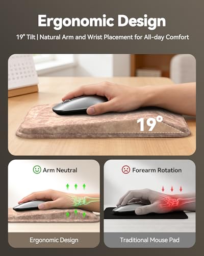 TECKNET Ergonomic Mouse Pad with Wrist Rest, Comfortable Relieves Pain | Built-in Memory Foam and Ergonomic Slope Design Relieves Carpal Tunnel Syndrome Pain, Mousepad for Office Gaming - color: Yellow