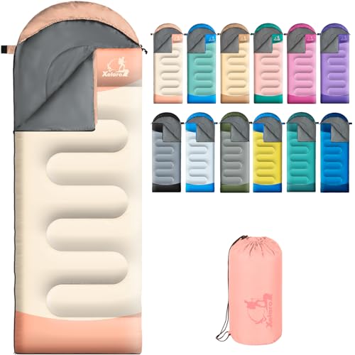 Sleeping Bags for Adults Kids - 3 Season Cold&Warm Weather Waterproof Camping Sleeping Bag - Lightweight Sleeping Bags for Camping Hiking Outdoor Travel - color: Pink&Gray