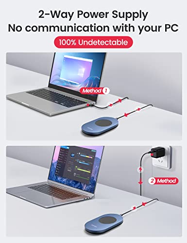 Vaydeer Undetectable Mouse Mover, Air 3 Mouse Jiggler with Adjustable Timer | Ultra-Slim Design, 4 Adjustable Intervals, Quiet Driver-Free Setup - color: Dark Blue, style: Button Control