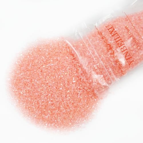Crushed Glass Glitter, Broken Stones Shattered Glass Chips for Resin Art Crafts, Epoxy Resin Supplies, Geod Painting, DIY Art Projects, Jewelry Making, 2-4mm, 200g/7oz (Orange Red) - color: Orange Red