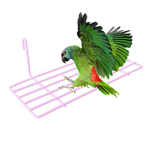 TEHAUX 1pc Iron Frame Shelf for Pet Parrots Sturdy Wall Decoration Hanging Hooks Easy to Install Iron Wall Shelf for Animal Perching and Display - color: Pink