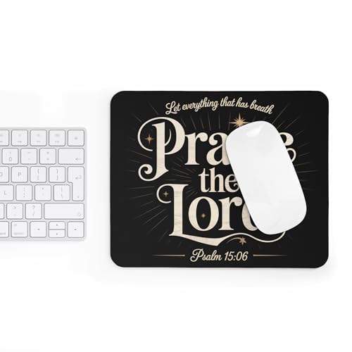 Christian Mouse Pad Let Everything that Has Breath Praise The Lord Psalm 150:6 Mousepad with Bible Verse Non-Slip Rubber Base Desk Mat Gift for Believers Religious Office Decor Faith Scripture - color: Christian