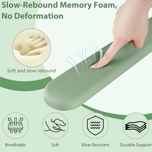 Mouse Pad and Keyboard Wrist Rest, 3-in-1 Gel Memory Foam Ergonomic Mouse Pad with Wrist Rest Set,Gaming Mousepad Arm Cushion Support for Computer Office Desk Accessories Cute Setup,Sage Green - color: Green