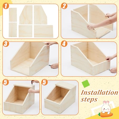 2 Pack Wooden Bunny Nesting Box 16x11x11 Inch Safe Birthing Hideout for Rabbit Doe & Newborn Kits, Nesting Box for Breeding,Small Animal Habitat for Hutch & Cage - size: 16x11x11 Inch