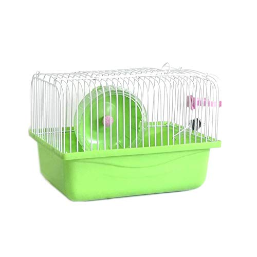 Small Pet Hamster Cage with Running Wheel Water Bottle Food Basin Portable Carrier House Mice Home Habitat for Going Out, Traveling (Green) - color: Green