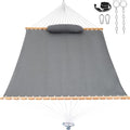 Lazy Daze 12 FT Sunbrella Fabric Hammock, Non-Fading Double Outdoor Hammock | 2 Person Hammock with Pillow, Straps, Carabiners , All Weather Fade Resistant for Outside, Cast Slate - color: Cast Slate