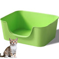 Low Entry Cat Litter Box with High Sides - Open-Top Anti-Splash, Durable Easy-Clean Pan for Kittens, Munchkin Cats, Senior Medium-Sized Cats & Small Pets (Rabbits), 19.3”x13.3”x7.8” Green
