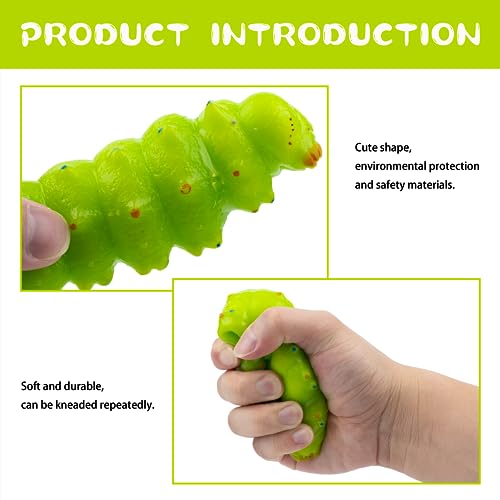 Soft Rubber Squishy Caterpillar Toy, TPR Super Stretch Caterpillar Toy for Kids, Squeeze Toys, Perfect for Gifts, Party Favors, and School Projects - style: Caterpillar