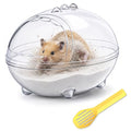 Clear Hamster Sand Bath, Dinosaur Sandbox Hideout with Scoop (M) | Anti-Scatter Sandbox, For Dwarf Hamsters Gerbils Mice, Hideout & Sand Bath Container - size: Medium