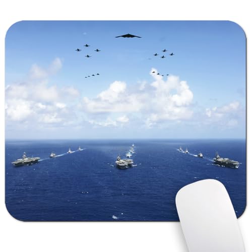 US Navy Carrier Strike Group Mouse Pad, Patriotic Blue Ocean Desk Mat | 9.5"x 7.9", Fighter Jets Aircraft Formation Naval Ships Military Design, Cute Smooth & Anti-Slip Mousepad - color: Colorful Design Wknoon-Art 33