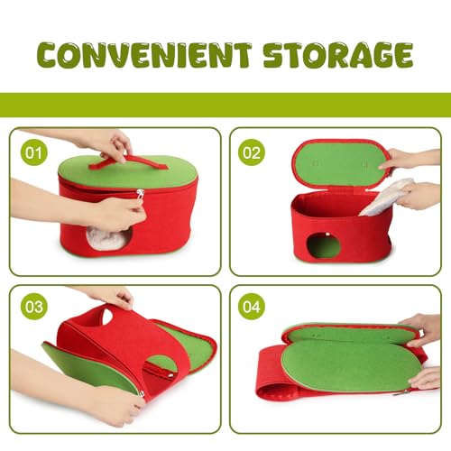 Christmas Guinea Pig Hideout, Large Cozy Bed, Warm Small Animal Cage House for Chinchilla, Hamster, Ferrets, Hedgehog, Rats and Other Small Pets - color: RED+GRN