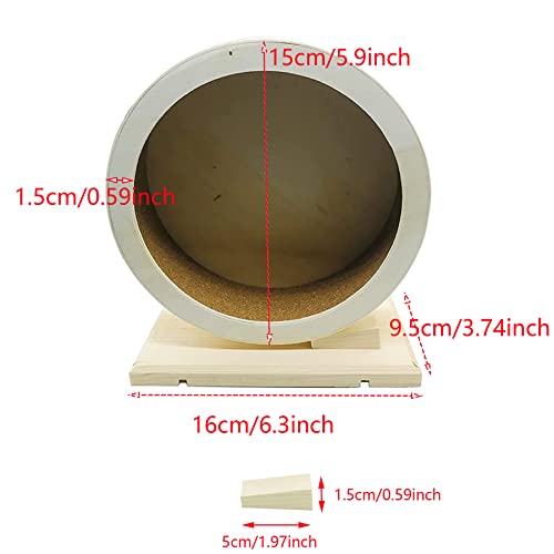 Hamster Wooden Running Wheel, Wooden Small Pets Exercise Wheel, Running Spinner Wheel Play Toy for Rat Gerbil Mice Chinchillas Hedgehogs Guinea Pigs, S