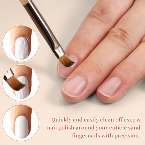 Nail Art Clean Up Brushes,Nail Brushes for Cleaning Polish Mistakes on the Cuticles, Acetone Resistant Nail Brush, Fingernail Cleaning Brushes for Nail Art and Designs (Brown) - color: Brown