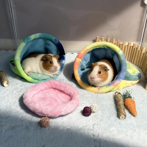 kathson Guinea Pig Snuggle Sack, Soft Fleece Sleep Sacks Large Guinea Pig Hideout Small Animal Hideout Pet Sleeping Bag for Hamster Rat Chinchilla Ferret, 2pcs (Pink) - color: Pink