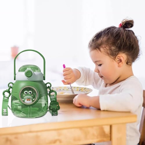 Water Bottle with Straw 37oz Kawaii Water Bottles with Adjustable Strap for Women,Teen Girl School Office Gifts,Cute Animal Theme Water Bottles (Bow Tie Frog, 37oz) - color: Bow Tie Frog