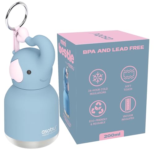 asobu Mini Bestie Water Bottle, Cute Collectible Character, Stainless Steel | 6.7 oz, Leak Proof Seal, Spill Resistant, BPA Free Materials, Dishwasher Safe, Reusable Straw Included, Great Gift Idea - color: MINI TOLANI THE ELEPHANT