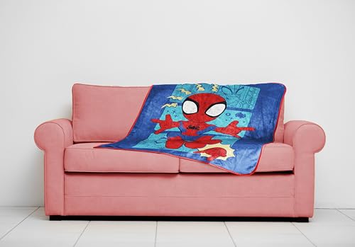 Jay Franco Kids Plush Throw Blanket – Soft & Cozy Fleece Throw for Bedroom & Couch Décor, Official Licensed Product, Blue - Spidey & Friends, 40x50 - Travel Blanket - color: Blue - Spidey & Friends, size: 40x50 - Travel Blanket