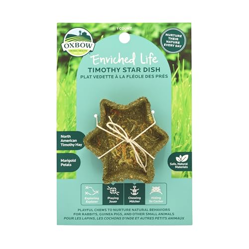 Oxbow Timothy Hay Star Dish, Rabbit & Guinea Pig Toy, Marigold Petals | Oxbow Enriched Life, Timothy Hay, Rabbit Chew Toys, Guinea Pig Enrichment, Guinea Pig Chew Toys, Rabbit Enrichment - size: 1 Count (Pack of 1)