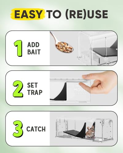 Motel Mouse Humane No Kill Mouse Traps Live Catch & Release - 4 Pack | Water & Food Compartment • Additional Air Holes • Tail Protection • Motel Mouse's Most Humane Solution • Reusable - color: Regular White