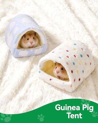 Guinea Pig Hideout Winter Warming Guinea Pig House,Washable Hamster Hideout Small Winter Fluffy Warm Cave for Parrot, Hamsters, Guinea Pigs & Small Animals, Machine Washable Cozy - color: Blue, size: 9.4*9.4in
