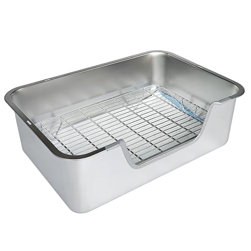 Stainless Steel Sifting Litter Box for Rabbit (XL) - size: X-Large