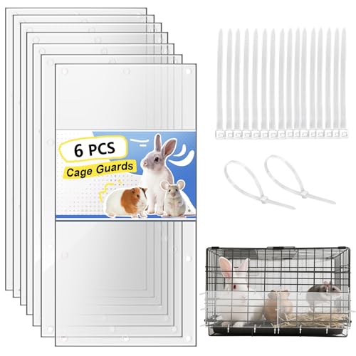 Harhana Cage-Guard, 6 Packs Clear Transparent Pet Cage Protector, Chew-Proof Barrier for Hamster, Rabbit, Bird Cages, DIY Customizable Edge Cover to Protect Wires & Prevent Mess