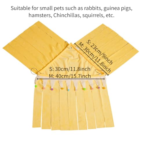 Guinea Pig Corner Hideout Rabbit Hanging Fleece Toy (Yellow,Small) | Small Animal Hideout Hammock with Tassel, Soft Hanging Corner Fleece Toy, Hideaway for Hamster Chinchilla Hedgehog Ferret - color: Yellow, size: Small