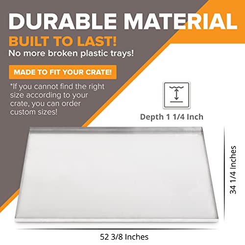 Metal Dog Crate & Kennel Replacement Tray/Pan, Galvanized, 52x34 in | Chew-proof, crack-proof, rust-resistant. Fits Most Standard 54 in Crates. - color: Galvanized, size: 52.38"L x 34.25"W x 1"H