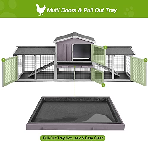 Rabbit Hutch Chicken Coop 87.8" Large Outdoor Bunny Cage with Removable PVC Layer, Easy Clean… - color: Dark Grey