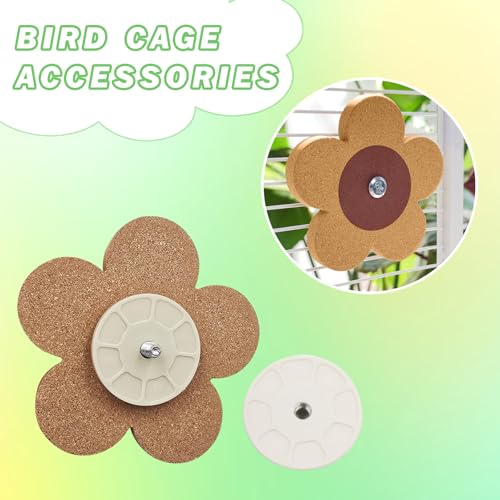 Bird Toys, Cork Chew Spinner Toy with 2 Replacement for Cage, Parakeet Toys, Bird Cage Accessories for Budgies, Cockatiels, Lovebirds, Green Cheeks, Small to Medium Birds