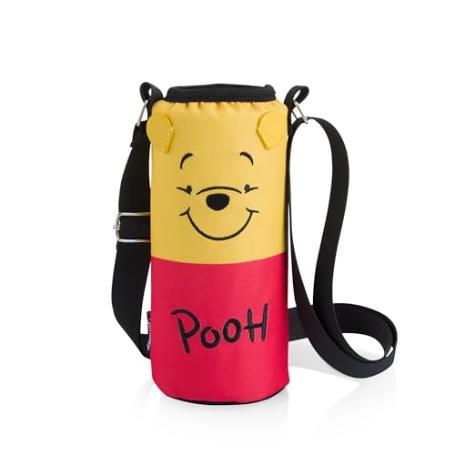 Picnic TIME Disney Shorts Bottle Cooler Tote, Insulated Water Bottle Holder with Adjustable Shoulder Strap for Travel Picnic Theme Parks, Fits 20 to 26 oz Bottles - color: Disney Winnie the Pooh - Red & Yellow