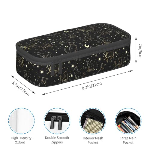 Yrebyou Cat Pencil Case Big Storage Pencil Pouch Multi-Functional Pen Bag Cute Lightweight Organizer for Aldult Office College - color: Gold