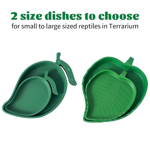 4Pack Terrarium Bowls Turtle Feeding Dishes Shallow and Flat Reptile Food and Water Feeder for Tortoise,Bearded Dragon,Lizards,Gecko,Cute Leaf and Mango Shaped