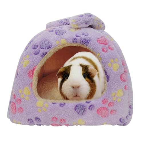 Small Animal Pet Bed, Sleeping House Habitat Nest for Guinea Pig Hamster Hedgehog Rat Chinchilla Hideout Bedding Snuggle Sack Cuddle Cup Cage Accessories with Removable Washable Mat (Purple) - color: Purple