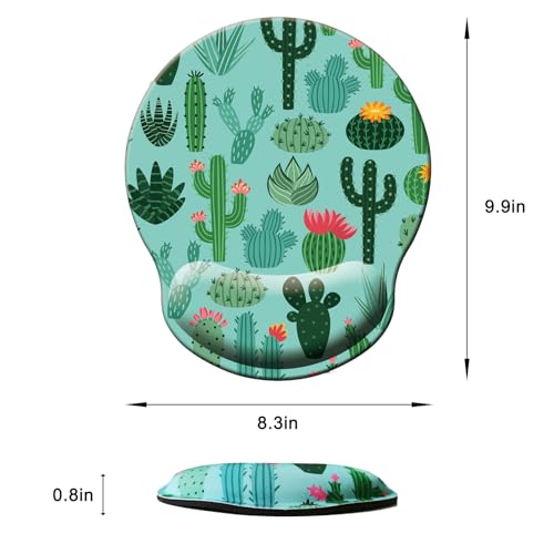 Mouse Pad with Wrist Support, Ergonomic Mouse Pad with Memory Foam Wrist Rest Cushion, Non-Slip Rubber Base Gaming Mice Pad for Home Office Computer Laptop, Cactus - color: M35-Cactus