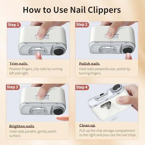 Automatic Nail Clipper, 2 in-1 Electric Nail Clipper and Nail Polisher, Electric Baby Nail Clippers with Light,USB Rechargeable Suitable for Babies,Women Manicure,Kids, Adults and Seniors (White) - color: White