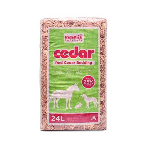 PETSPICK Red Cedar Pet Bedding for Dogs, Horses, Stalls and Kennels, 24 L | Red cedar bedding provides a natural layer for dogs, horses, stalls, kennels and animal areas; 24 L package. - size: 24L